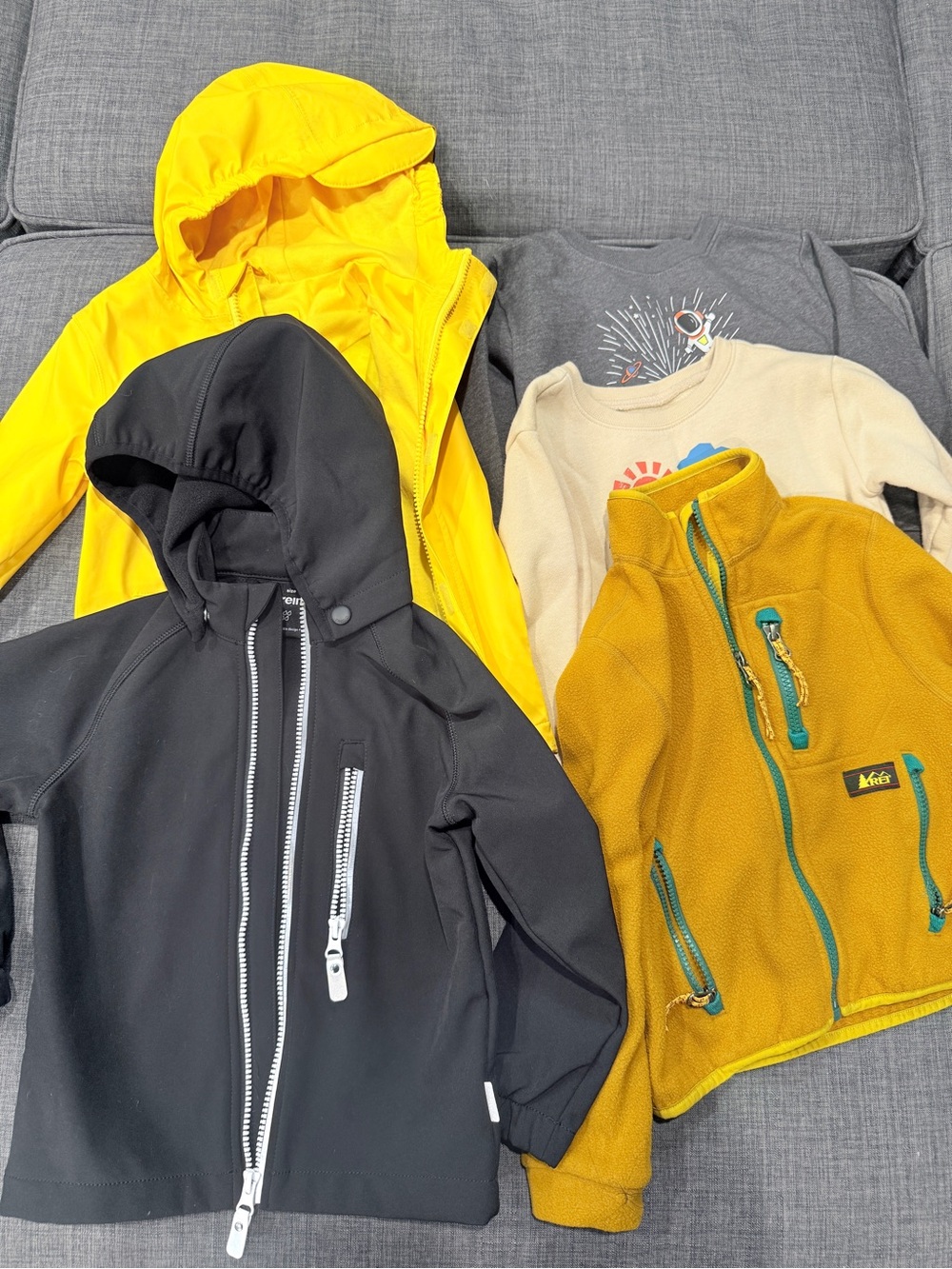 Lot of Waterproof Jackets and sweatshirts